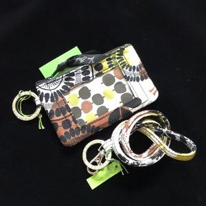 Vera Bradley Lanyard Zip ID Case Cocoa Moss